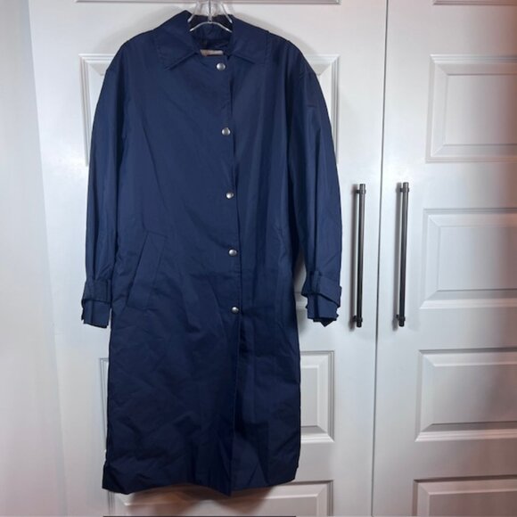 We-ar4 Navy Long Coat Jacket Medium | Made in Italy Limonta Fabric - Picture 2 of 10